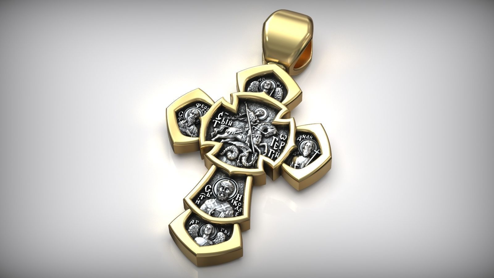 Jesus Christ Gilding Cross Saint George Victorious and Saints 3D print model_1