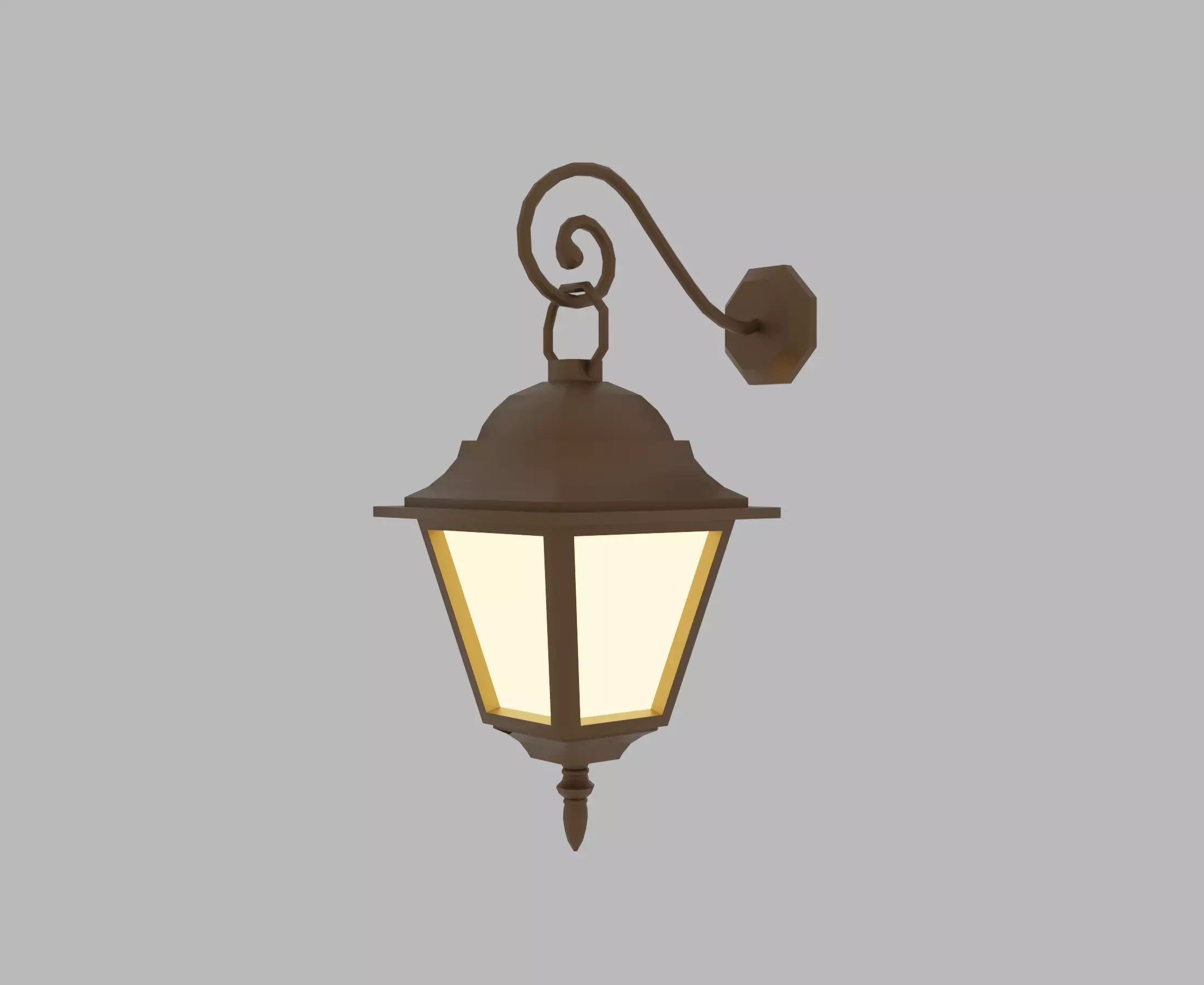 Lantern outdoor wall light Low-poly 3D model_0