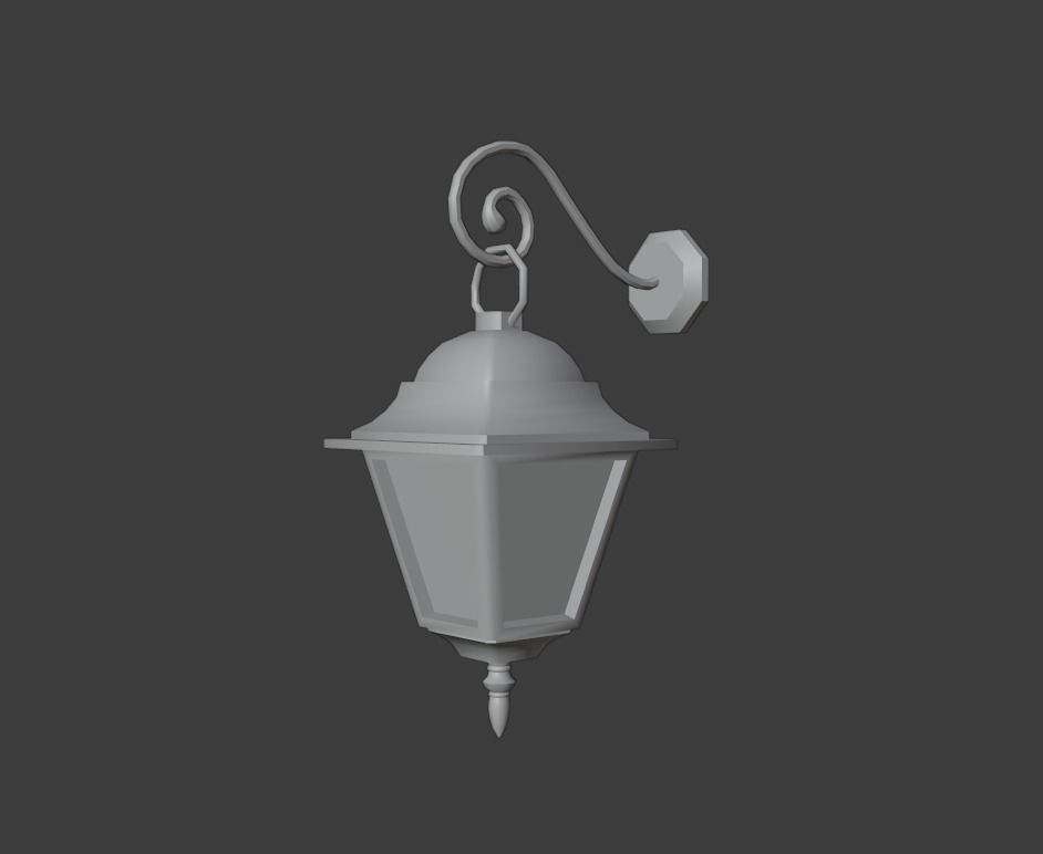Lantern outdoor wall light Low-poly 3D model_1