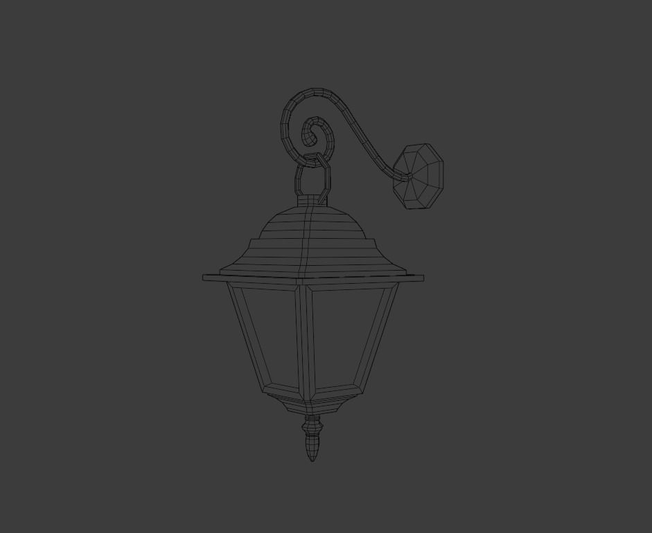 Lantern outdoor wall light Low-poly 3D model_2