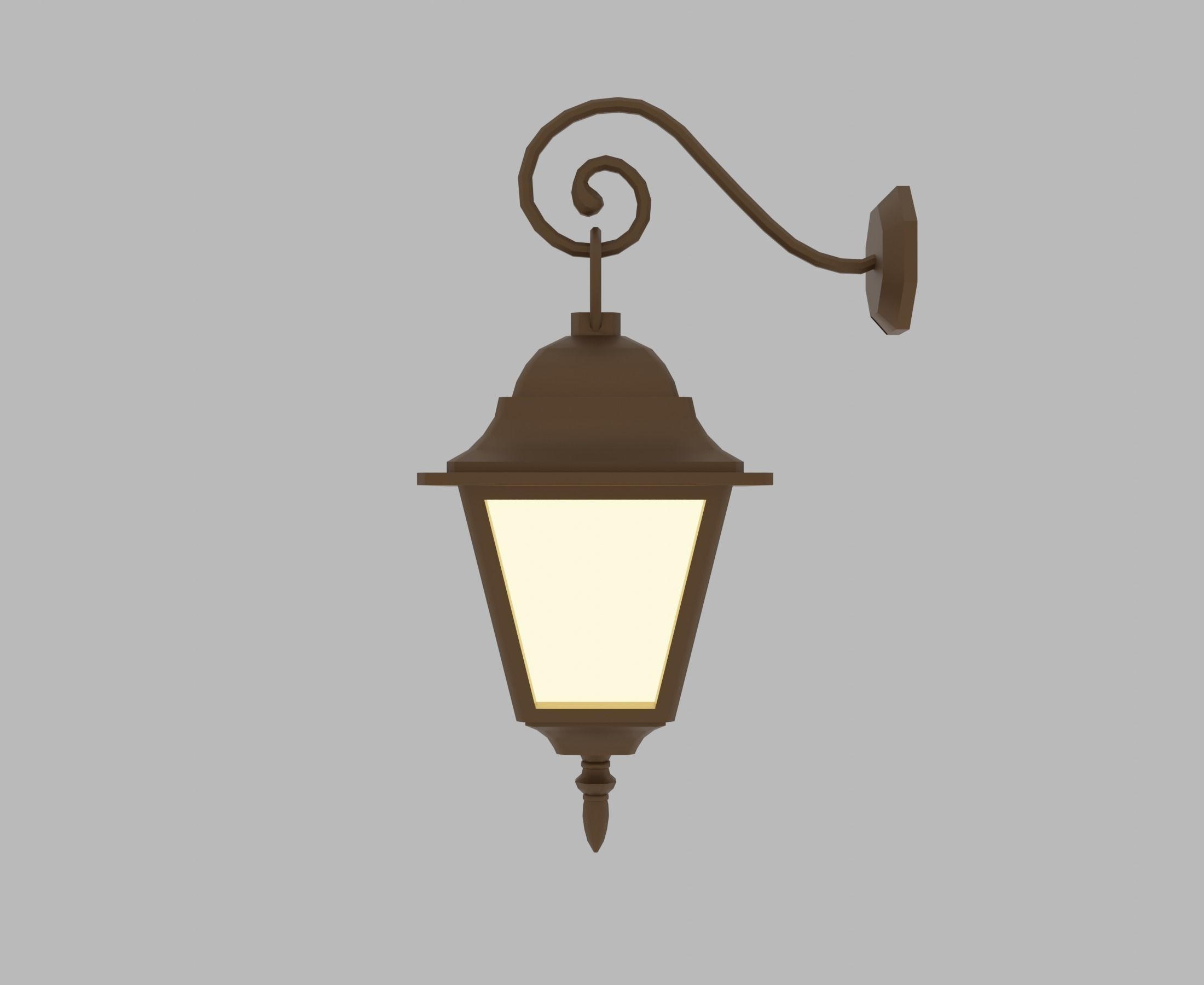 Lantern outdoor wall light Low-poly 3D model_4