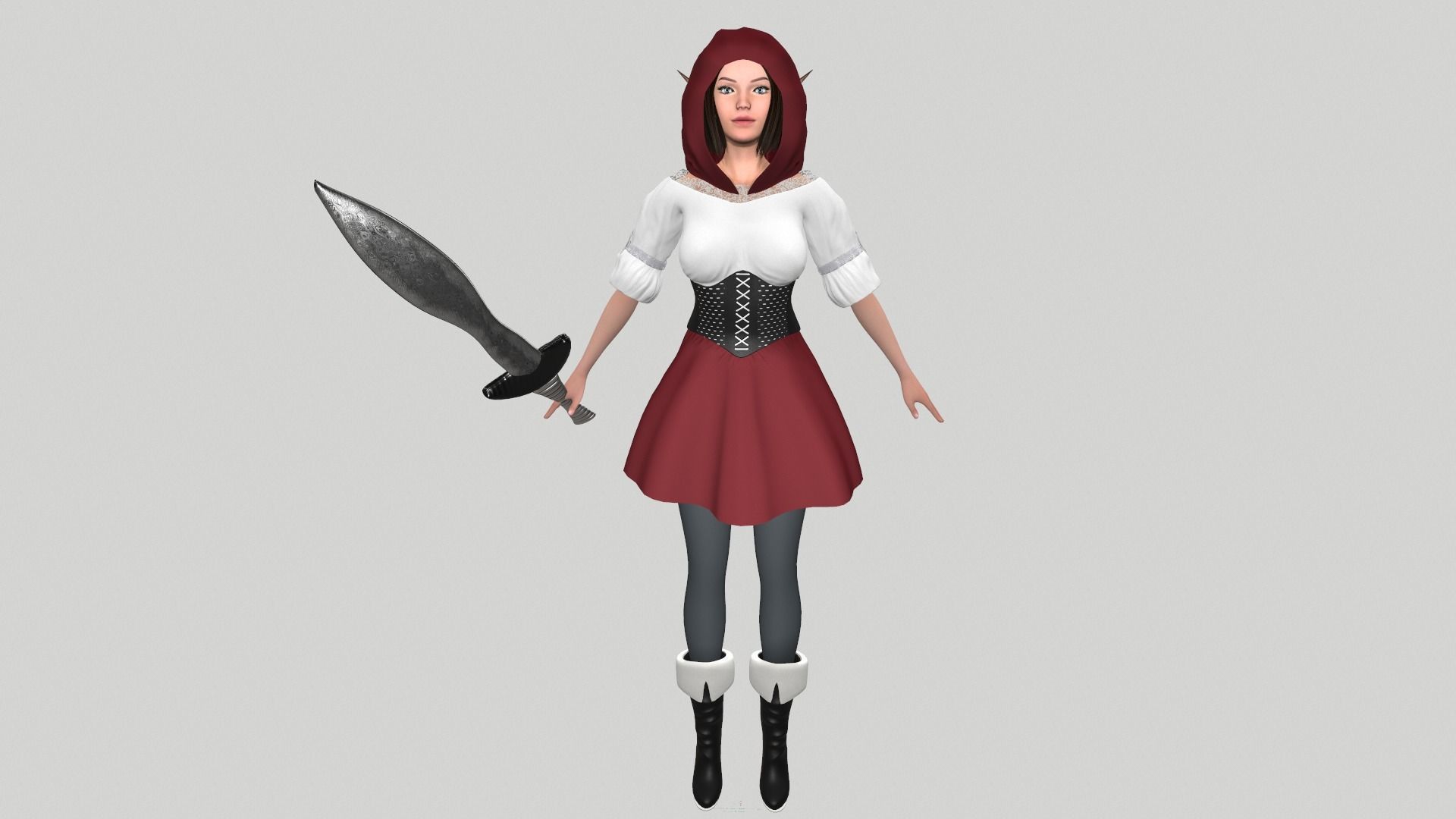 Night elf Low-poly 3D model_5