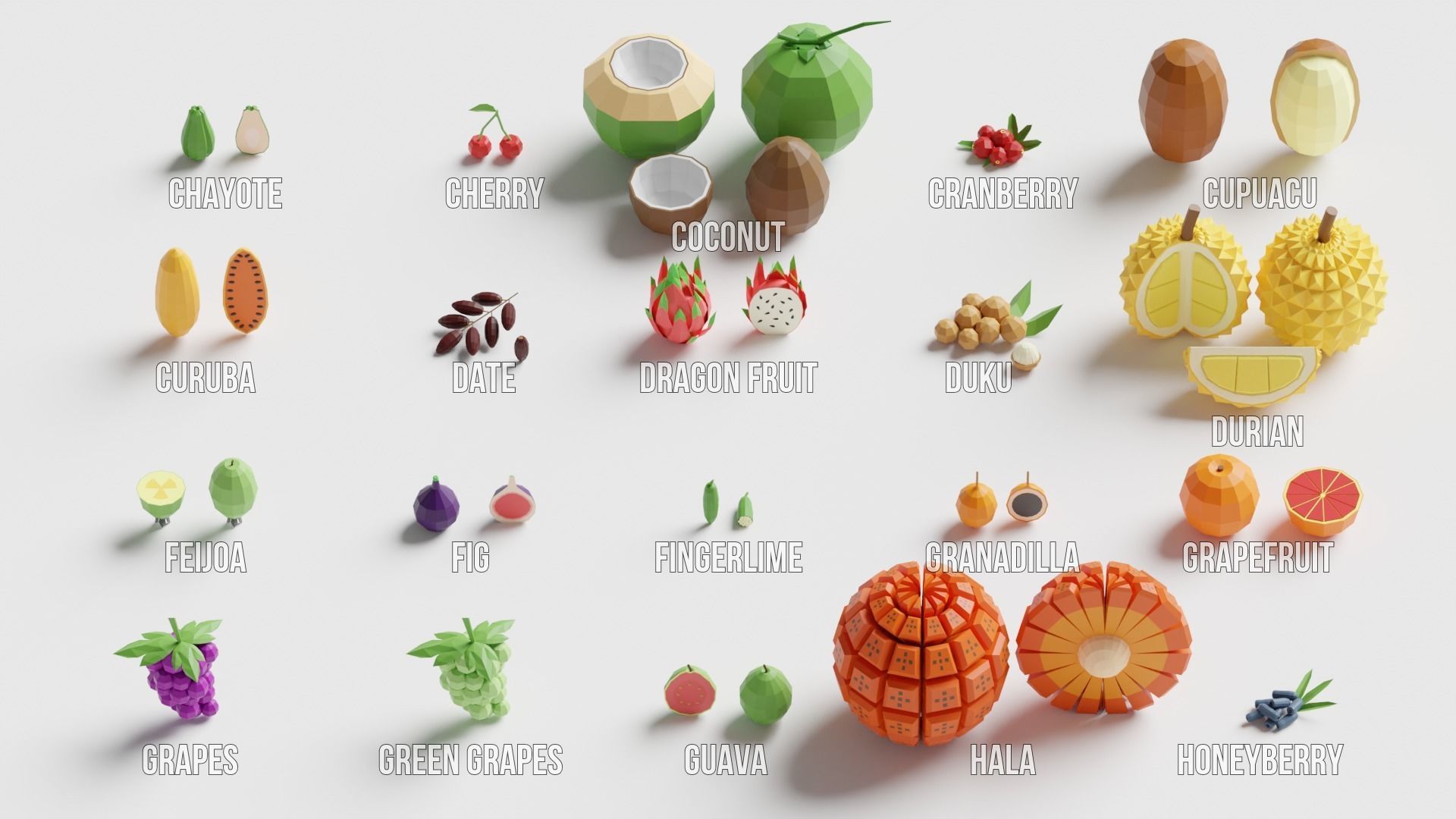 Fruits Pack Collection Low-poly 3D model_5