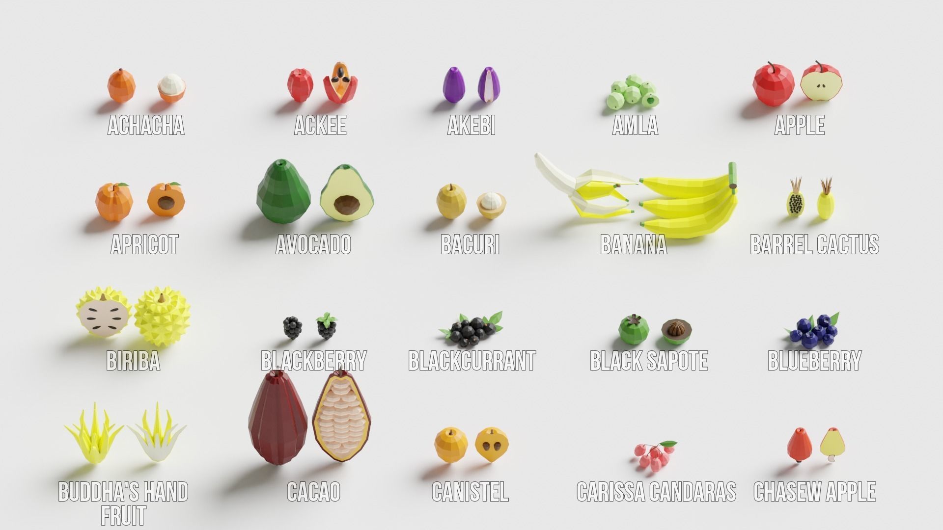 Fruits Pack Collection Low-poly 3D model_3