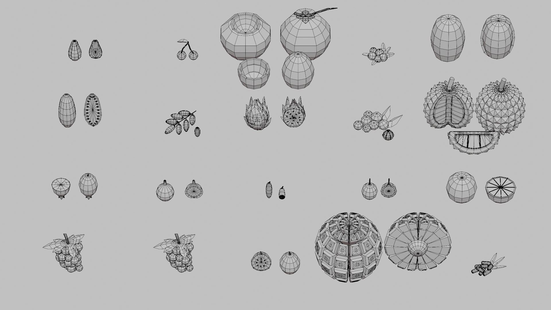 Fruits Pack Collection Low-poly 3D model_6
