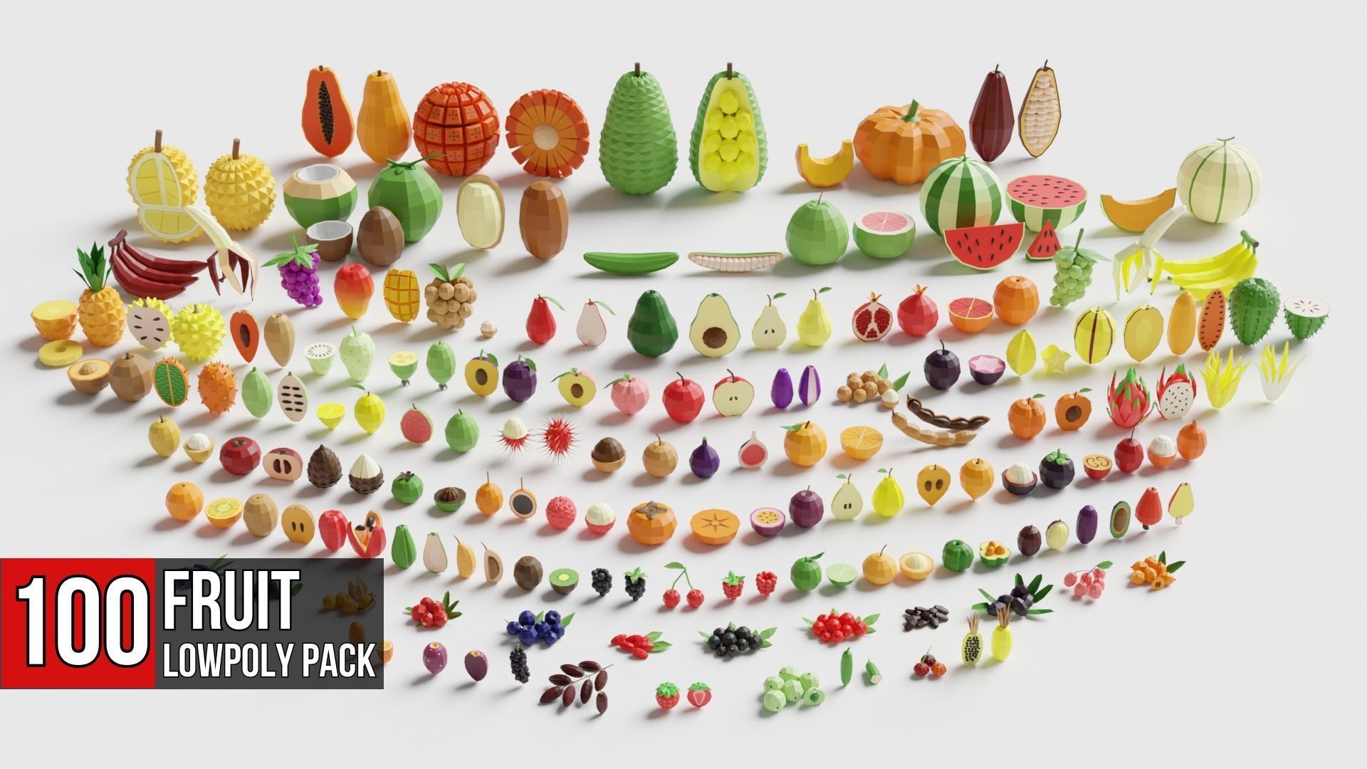 Fruits Pack Collection Low-poly 3D model_0
