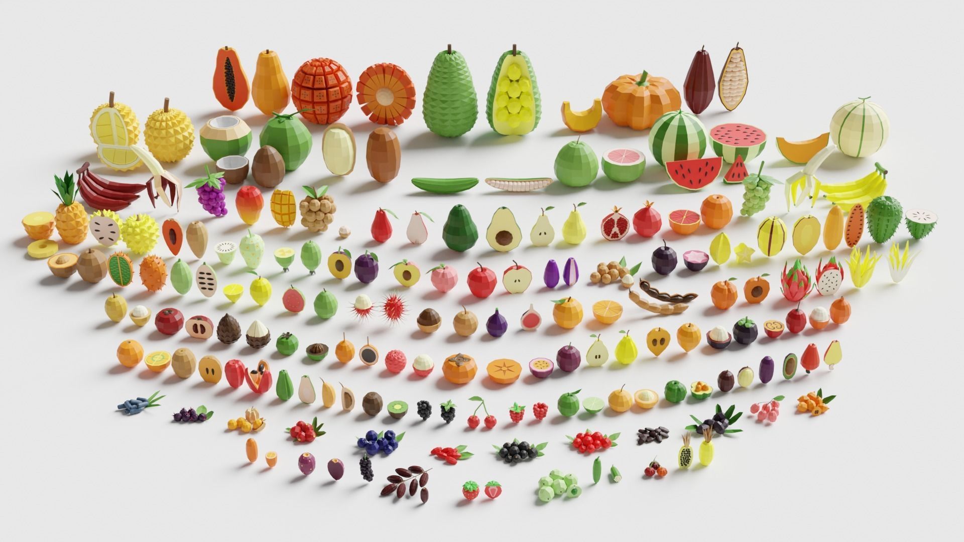 Fruits Pack Collection Low-poly 3D model_1