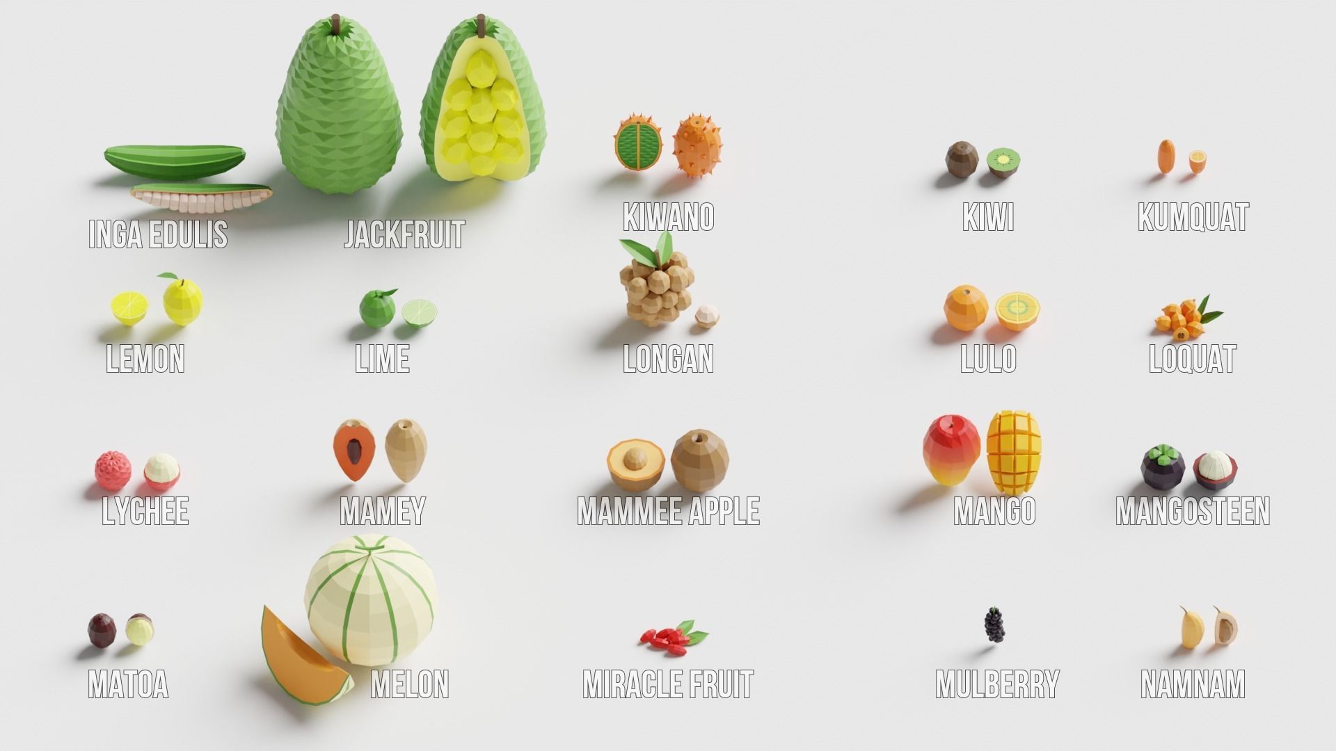 Fruits Pack Collection Low-poly 3D model_7