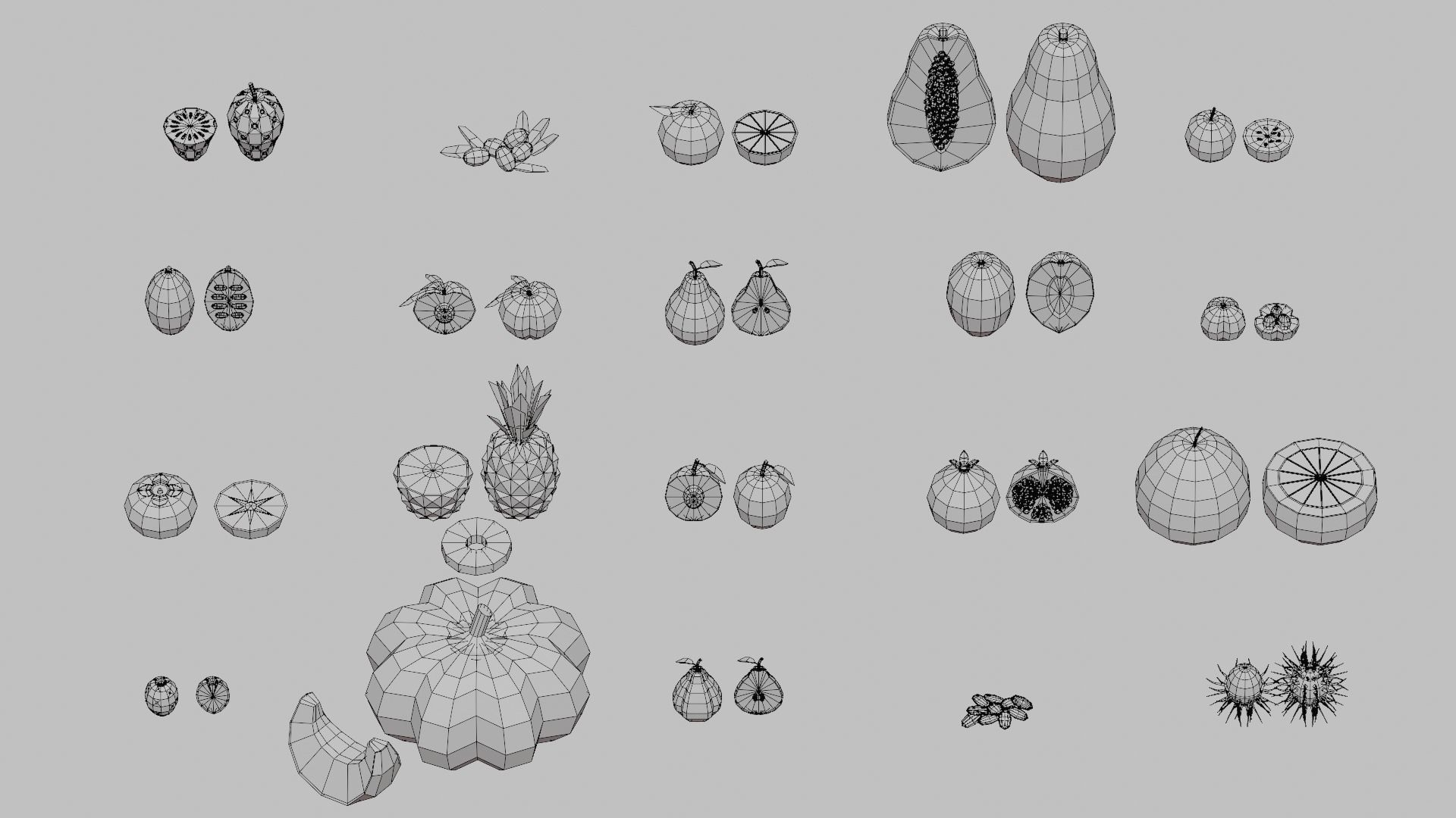 Fruits Pack Collection Low-poly 3D model_10