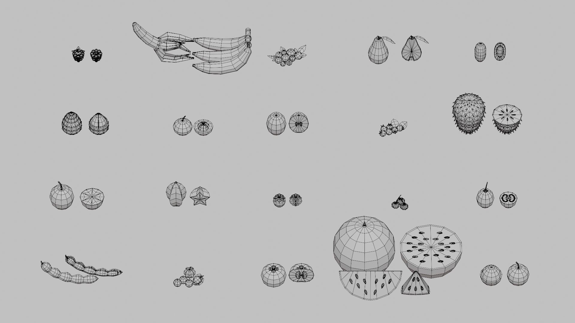 Fruits Pack Collection Low-poly 3D model_12