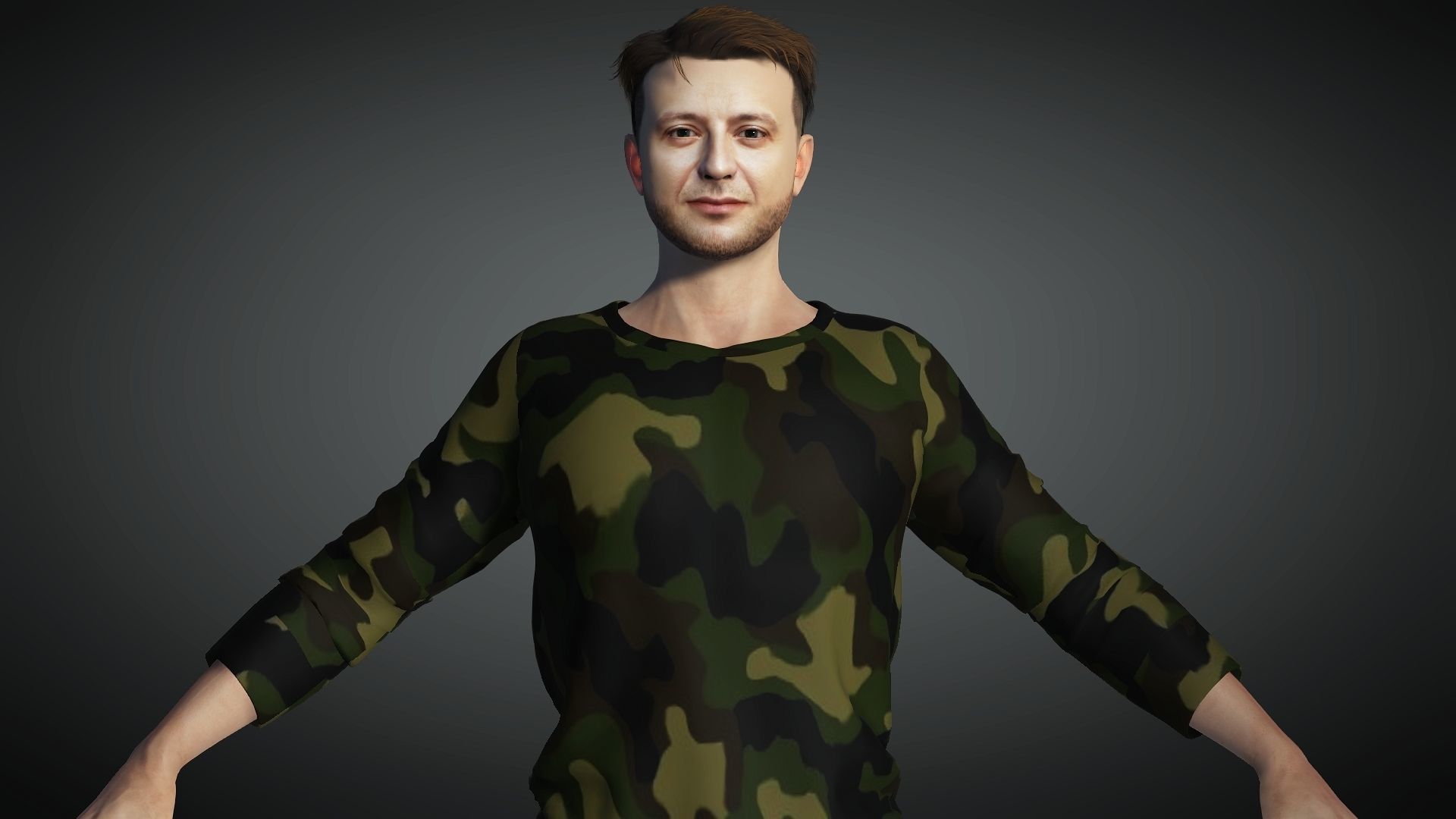 Volodymyr Zelenskyy 3D Rigged model ready for animation Low-poly 3D model_10