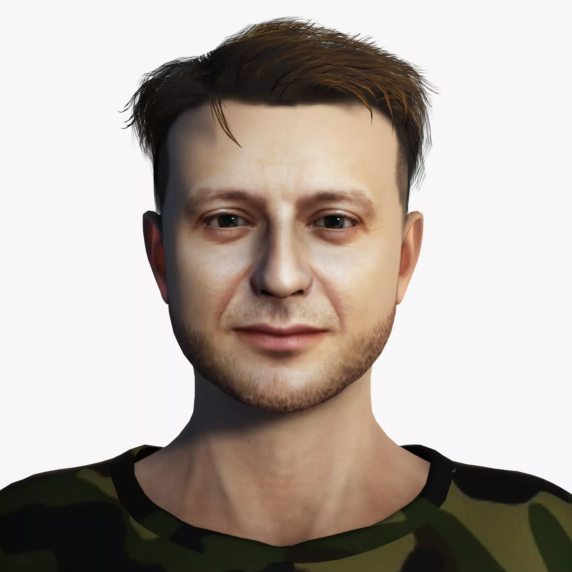 Volodymyr Zelenskyy 3D Rigged model ready for animation Low-poly 3D model_0