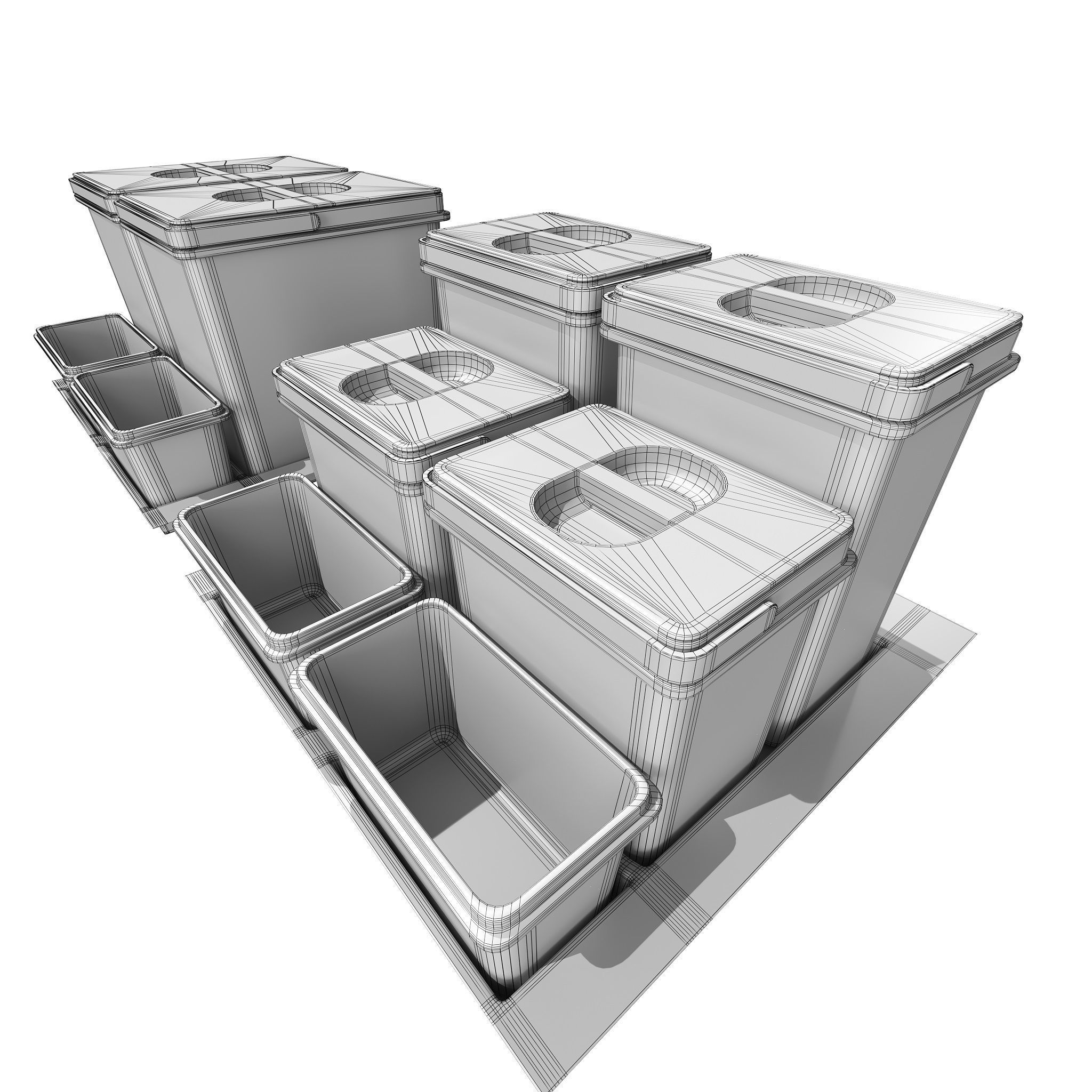 Furniture Fittings Mega Pack - Waste Bins 3D model_41