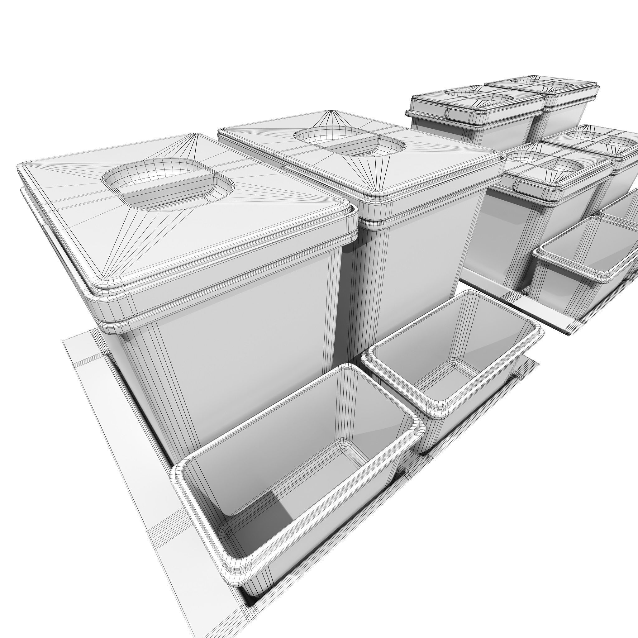 Furniture Fittings Mega Pack - Waste Bins 3D model_43