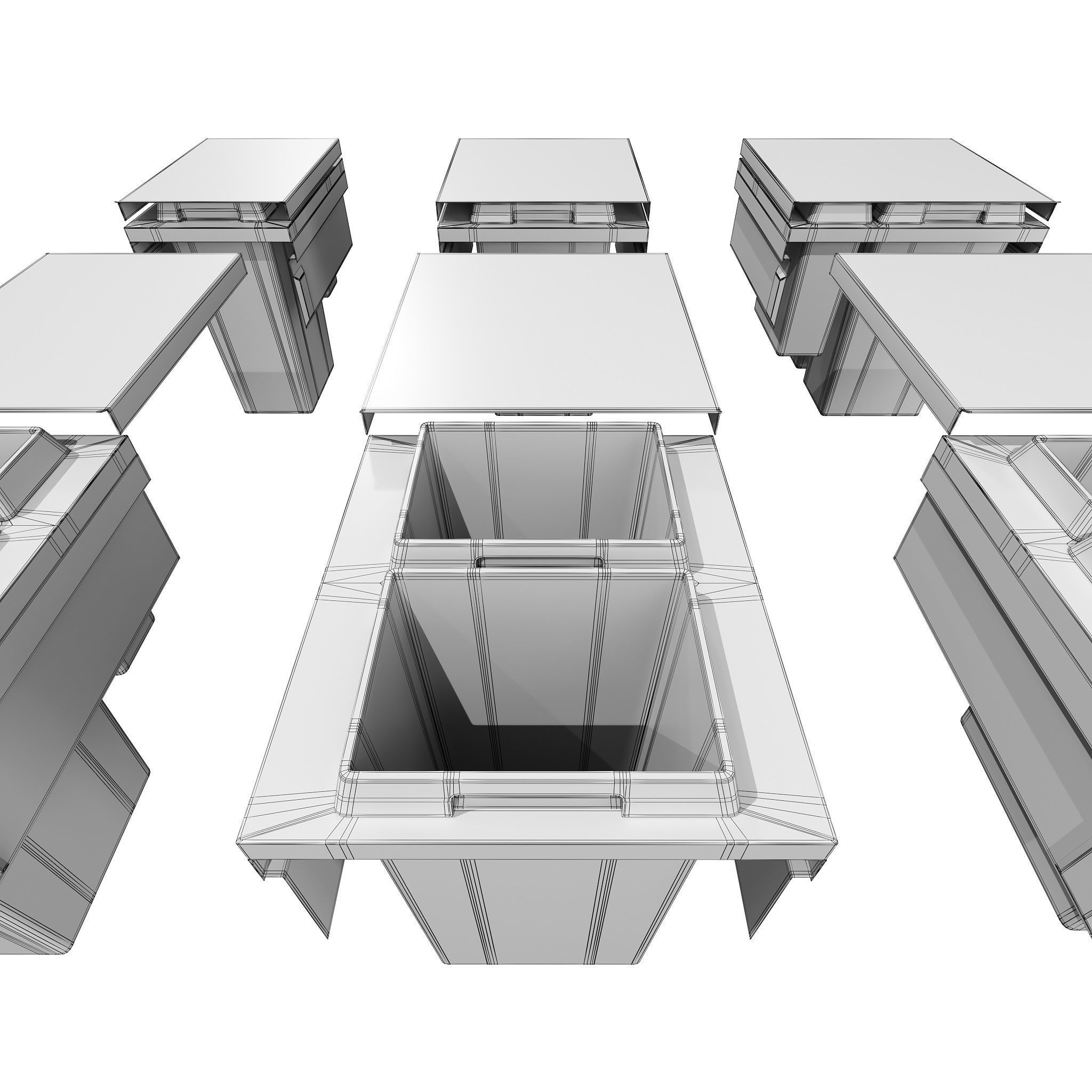 Furniture Fittings Mega Pack - Waste Bins 3D model_48