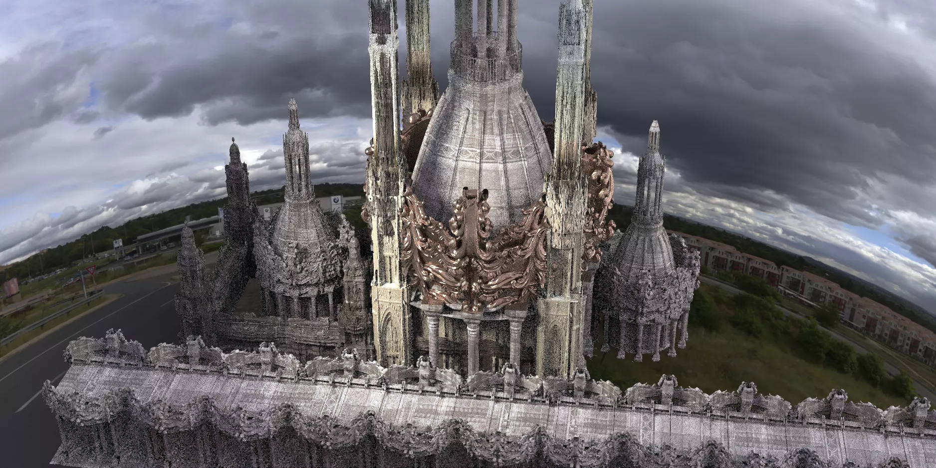 French Fantasy Palace Tower Kit bash 1 3D model_0