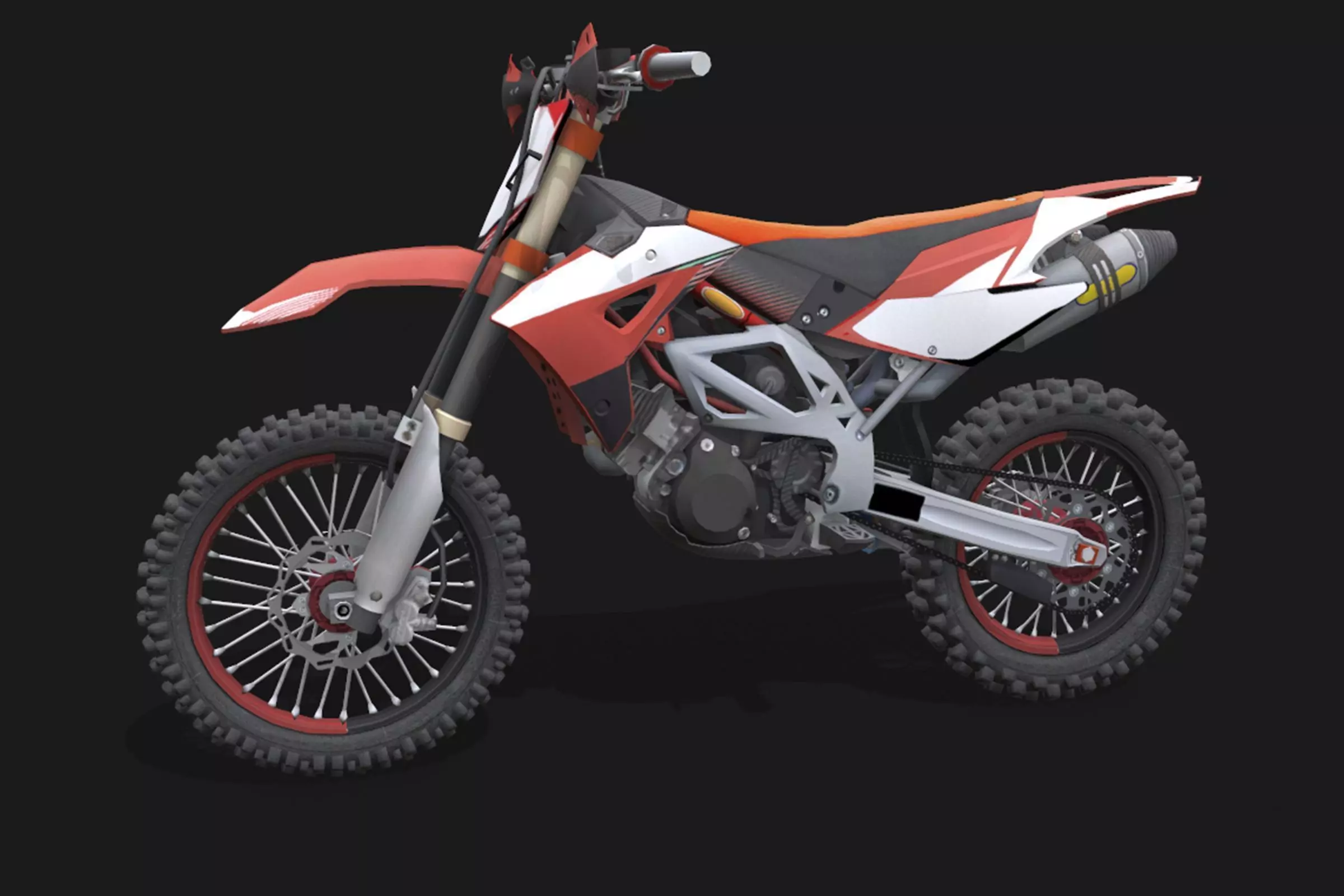 Motorcycle 1 dirt bike Low-poly 3D model_0