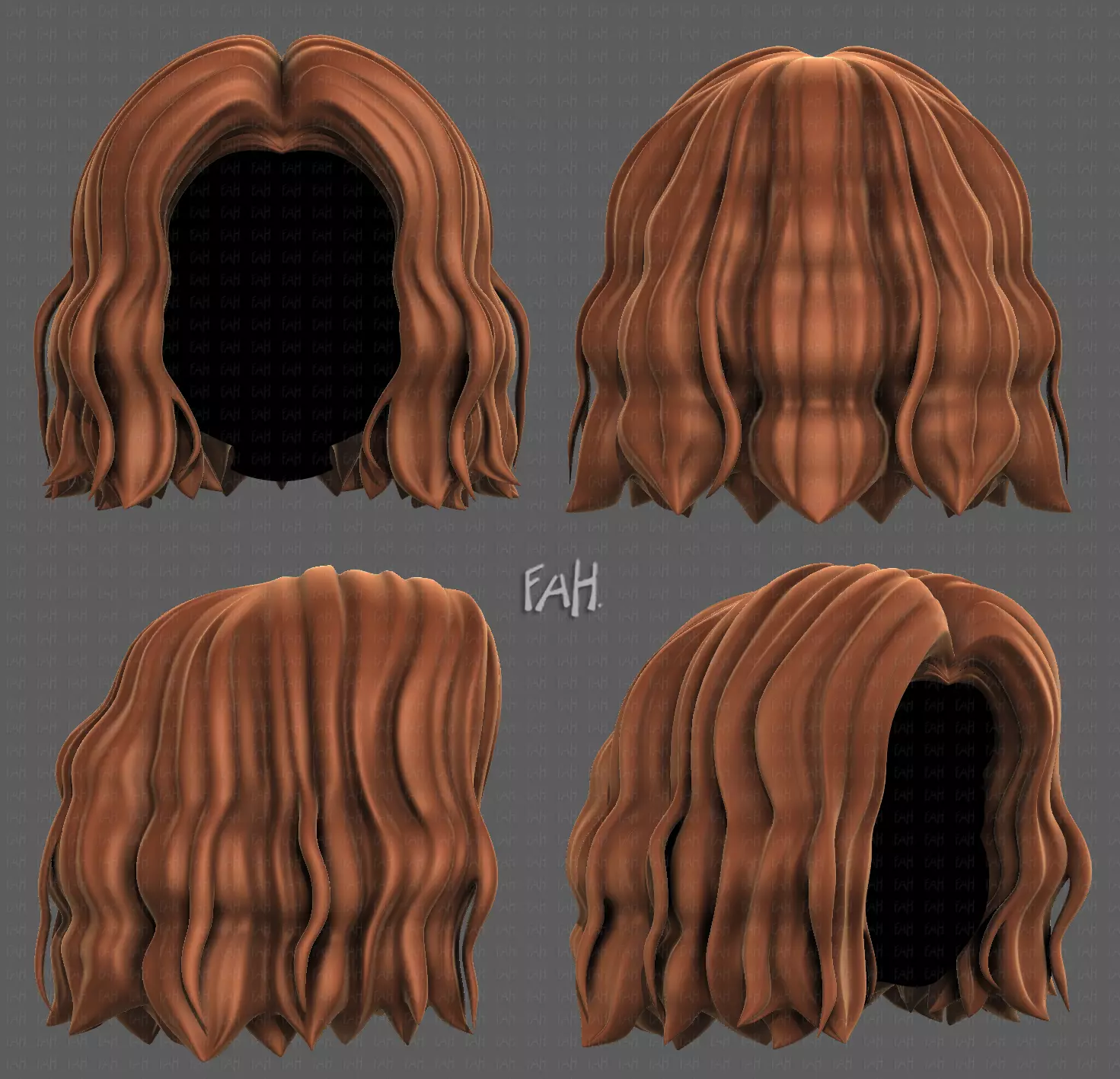 3D Hair style for girl V100 Low-poly 3D model