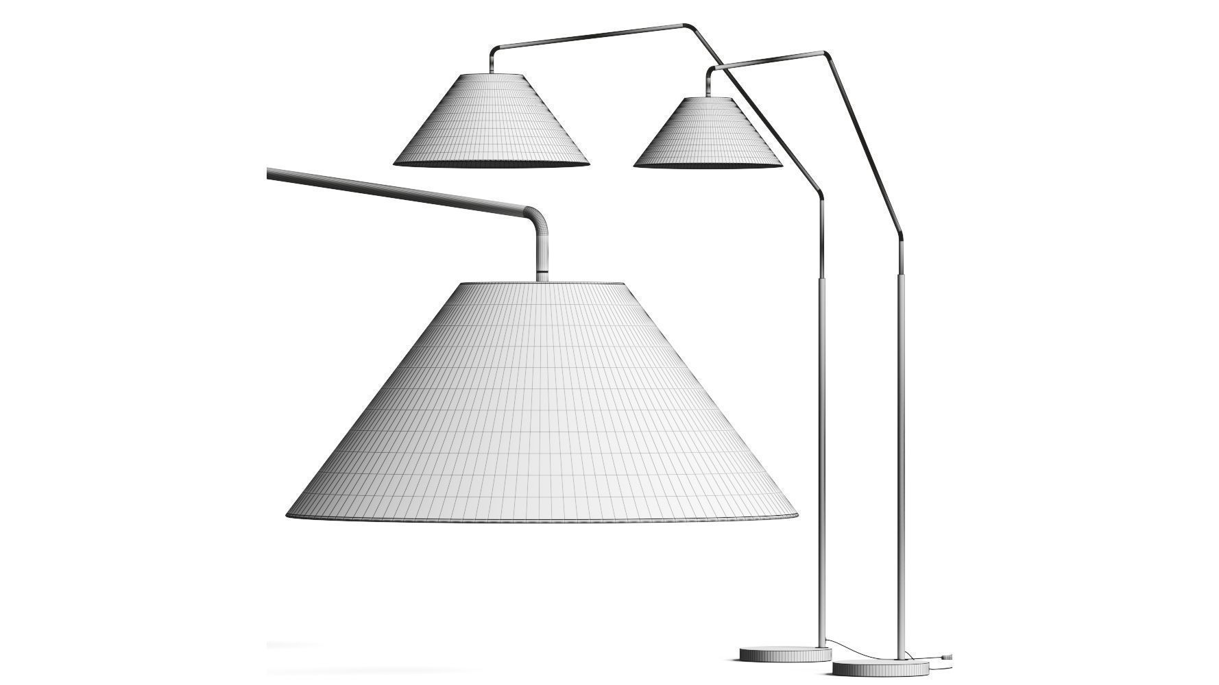 West Elm Sculptural Overarching Fabric Cone Floor Lamps 3D model_2