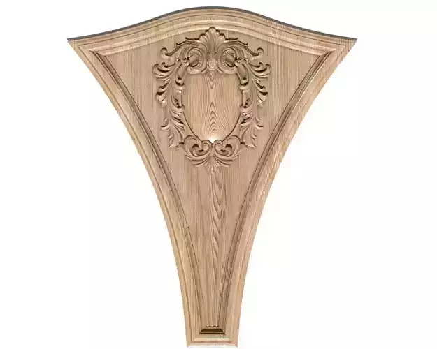 Cartouche-001 ornate wood carving 3D model
