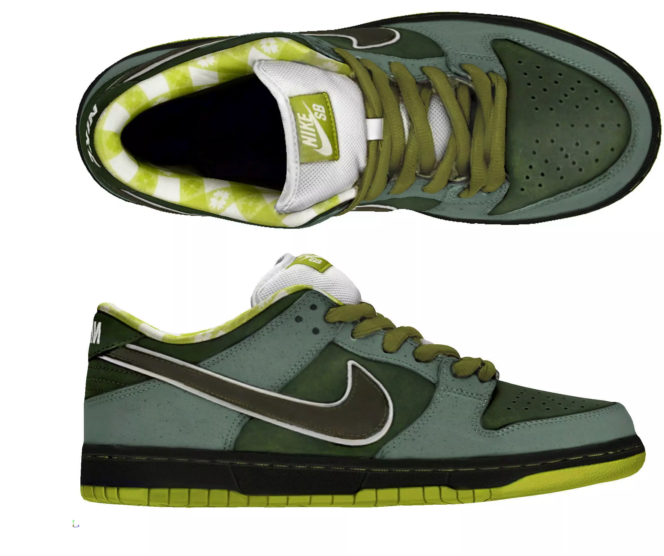 Concepts x Nike Air Jordan 1 low SB Dunk low green lobster 3D 