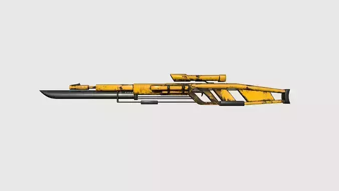 SciFi Sniper Gunblade A06 Yellow Dirt - Fiction Weaponry Low-poly 3D model