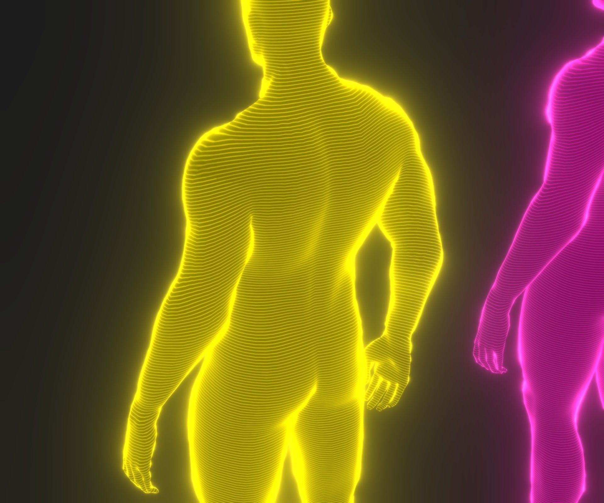 Animated Human Hologram Male and Female 3D Model Low-poly 3D model_32