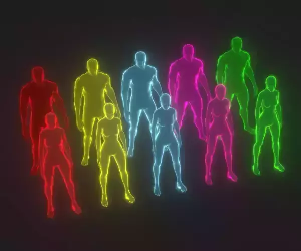 Animated Human Hologram Male and Female 3D Model Low-poly 3D model