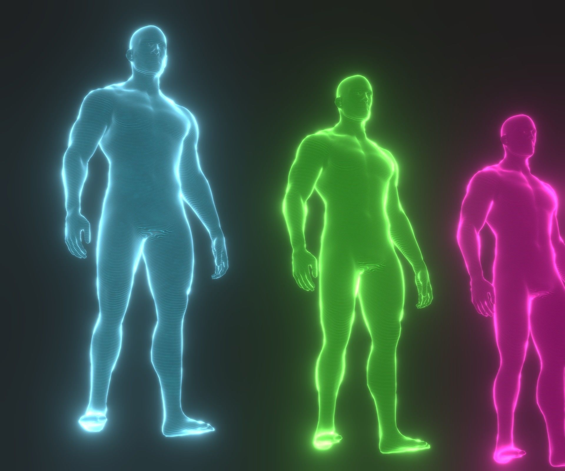 Animated Human Hologram Male and Female 3D Model Low-poly 3D model_37