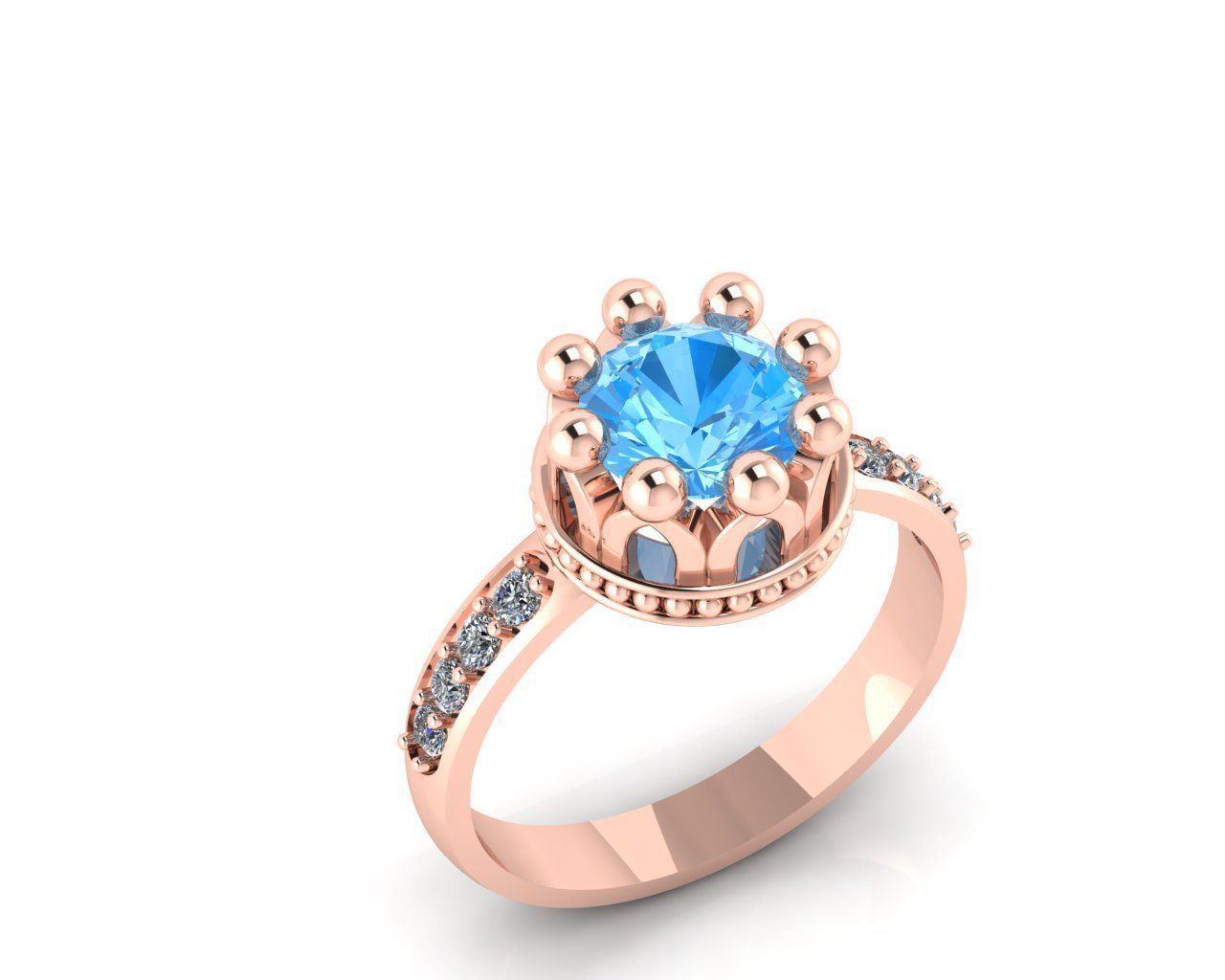 Engagement crown ring 3D print model_3