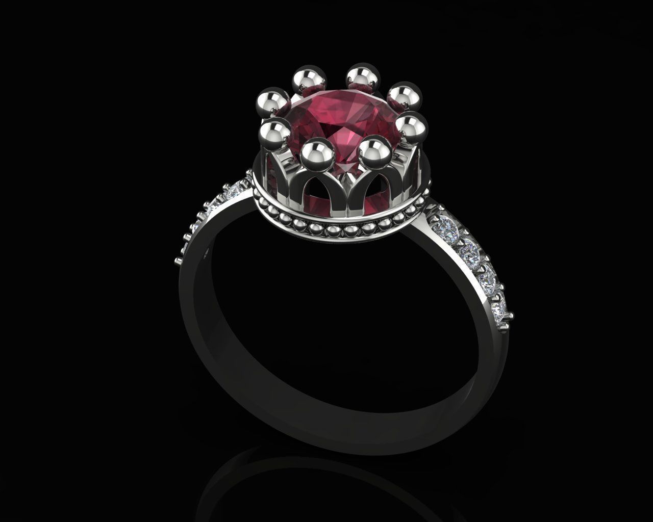 Engagement crown ring 3D print model_5