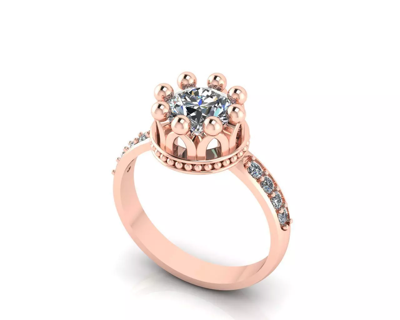 Engagement crown ring 3D print model_0