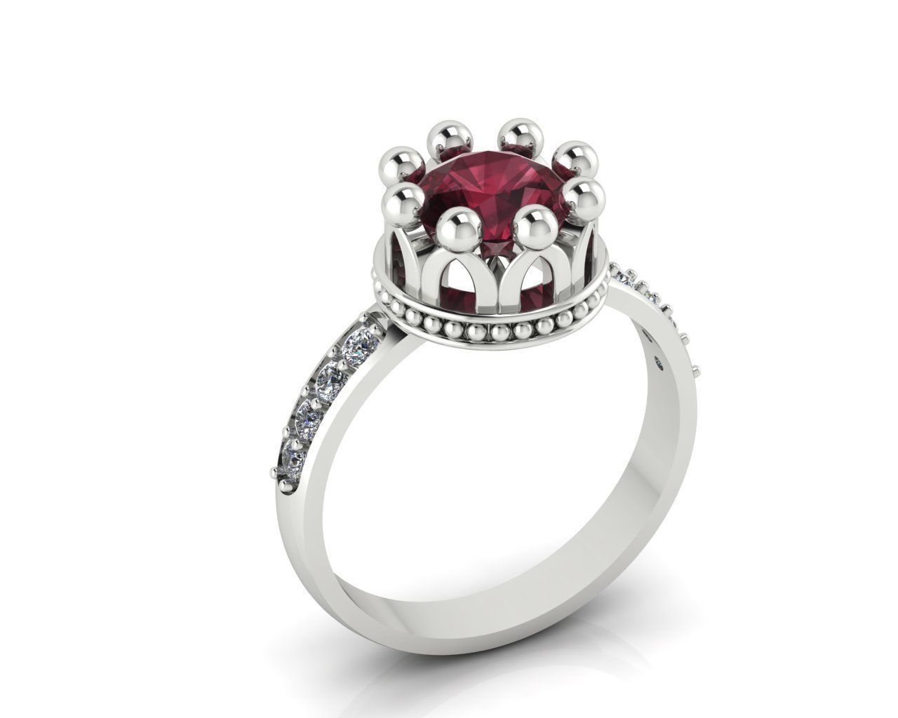 Engagement crown ring 3D print model_4