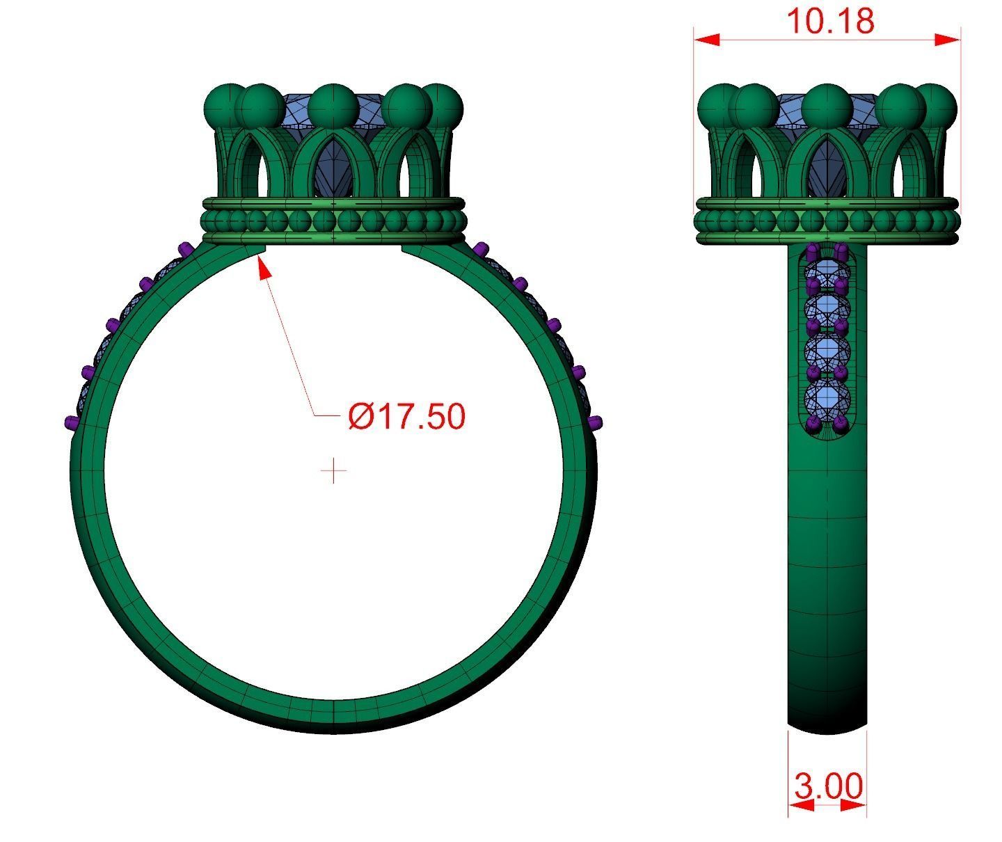 Engagement crown ring 3D print model_6