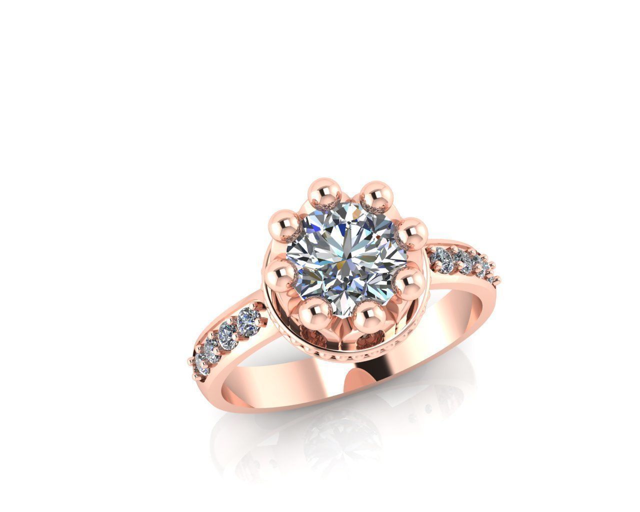 Engagement crown ring 3D print model_2