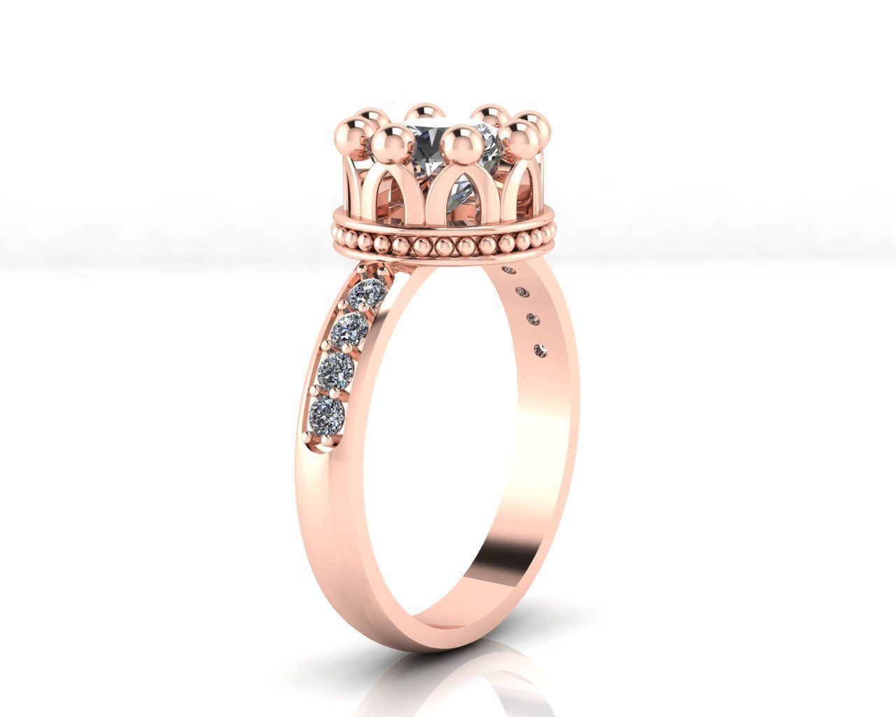 Engagement crown ring 3D print model_1