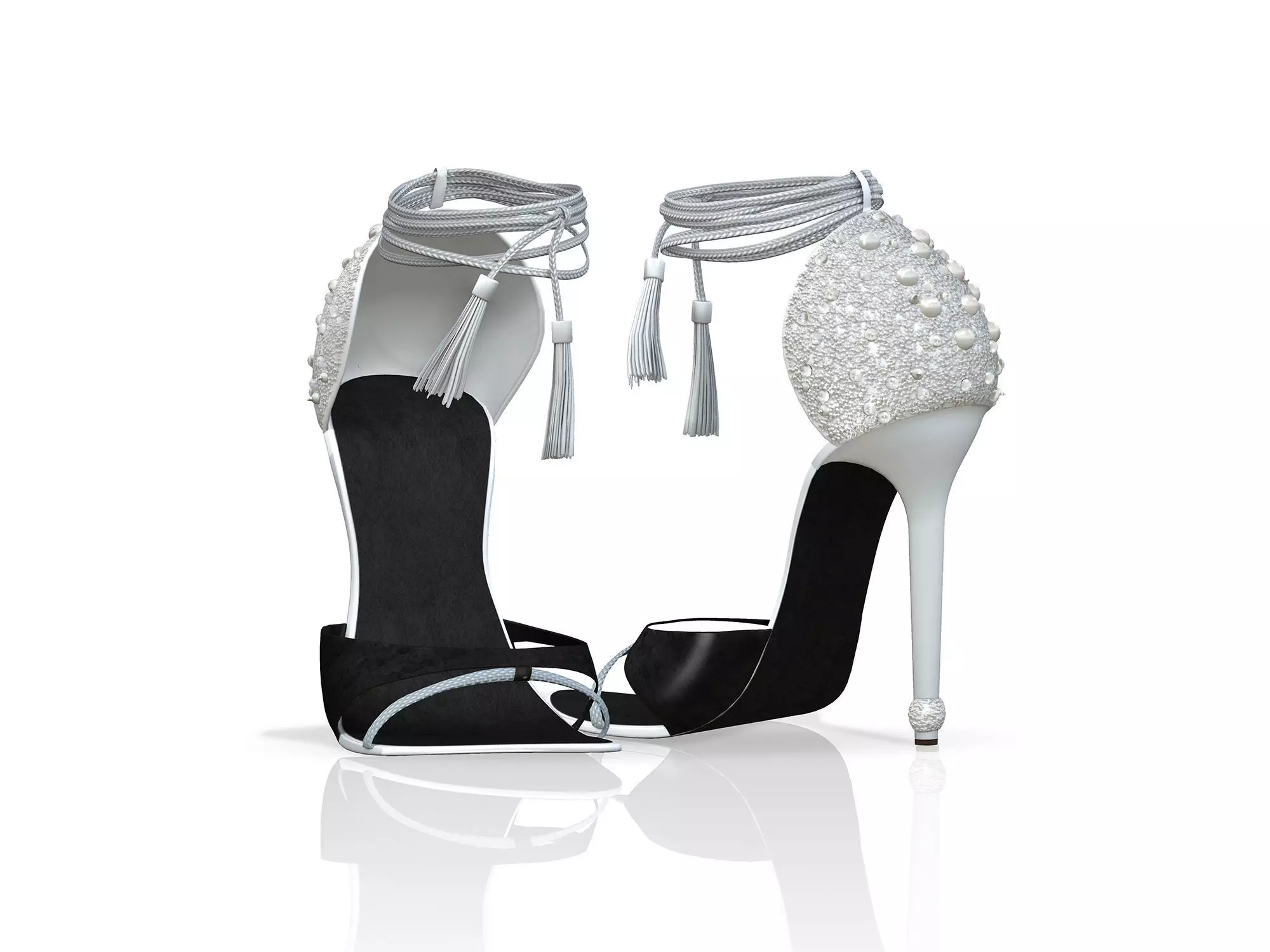 Silver Black High Heels Low-poly 3D model