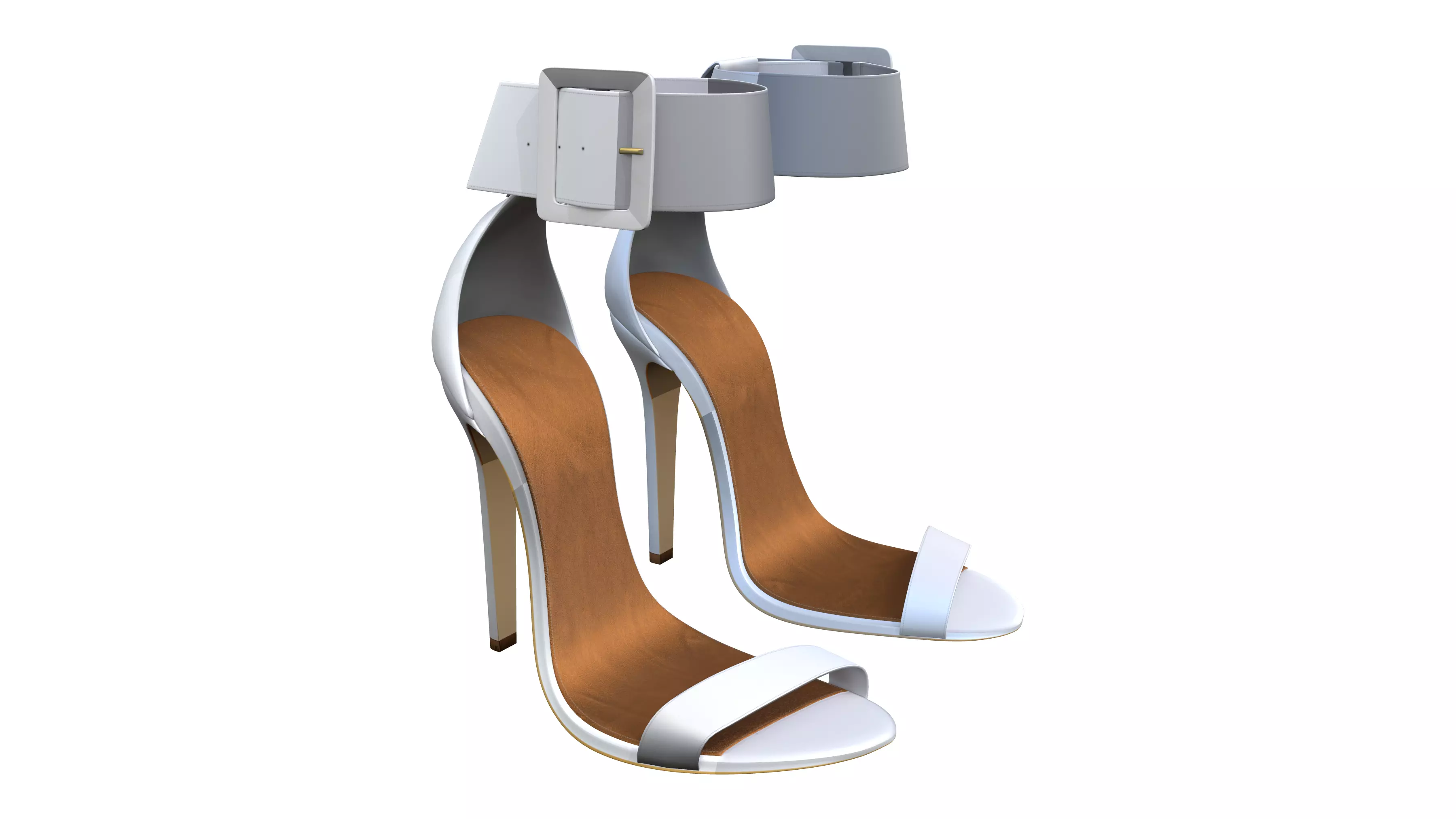 Silk Buckle Strap High Heel Bridal Sandals Low-poly 3D model