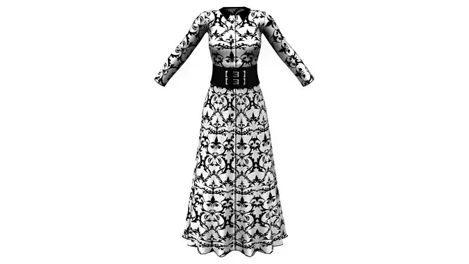 Black and White Shirt Collar Long Winter Coat