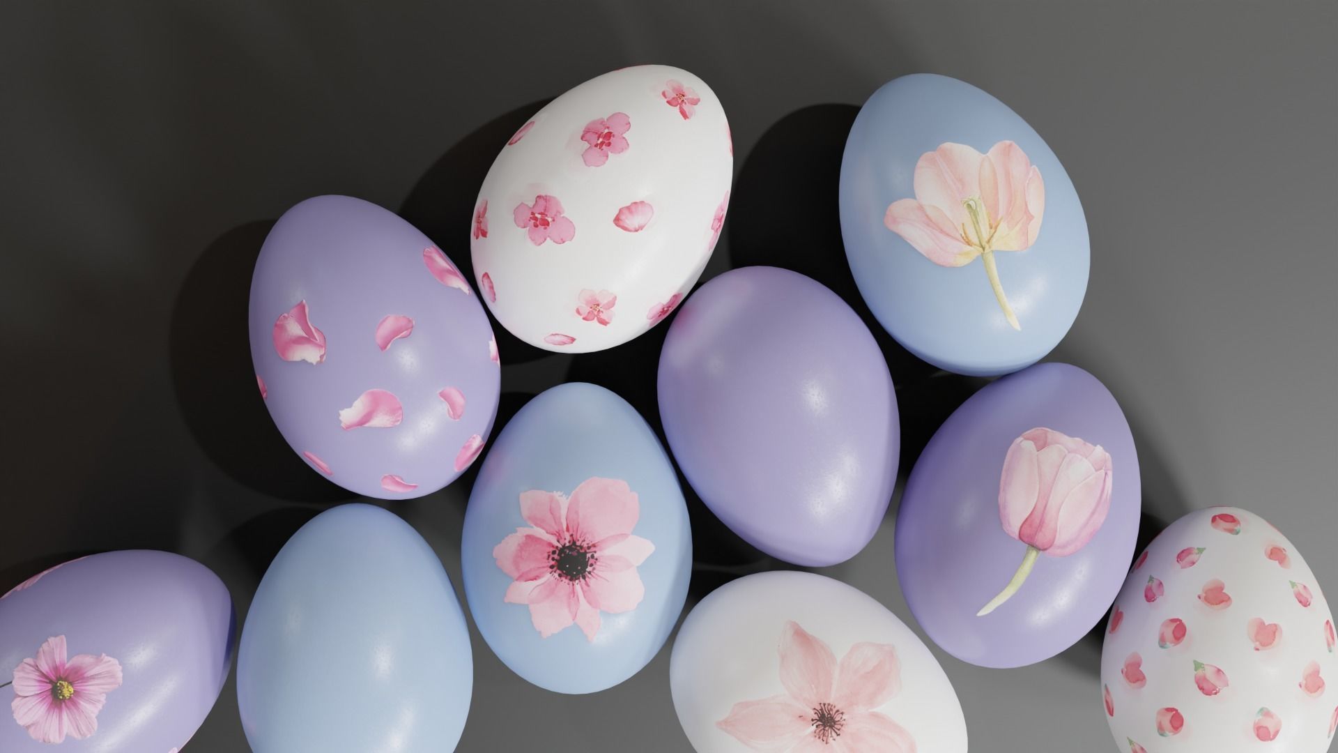 Easter Egg with Flower Print 3D model_5