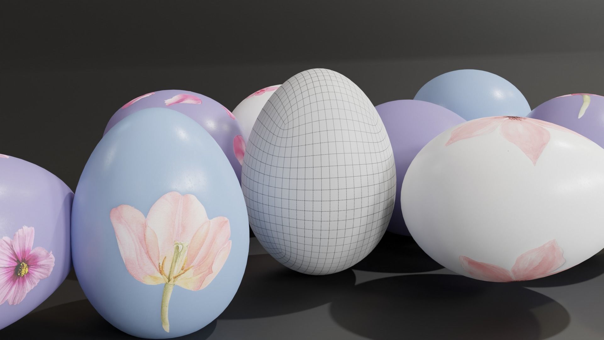 Easter Egg with Flower Print 3D model_6