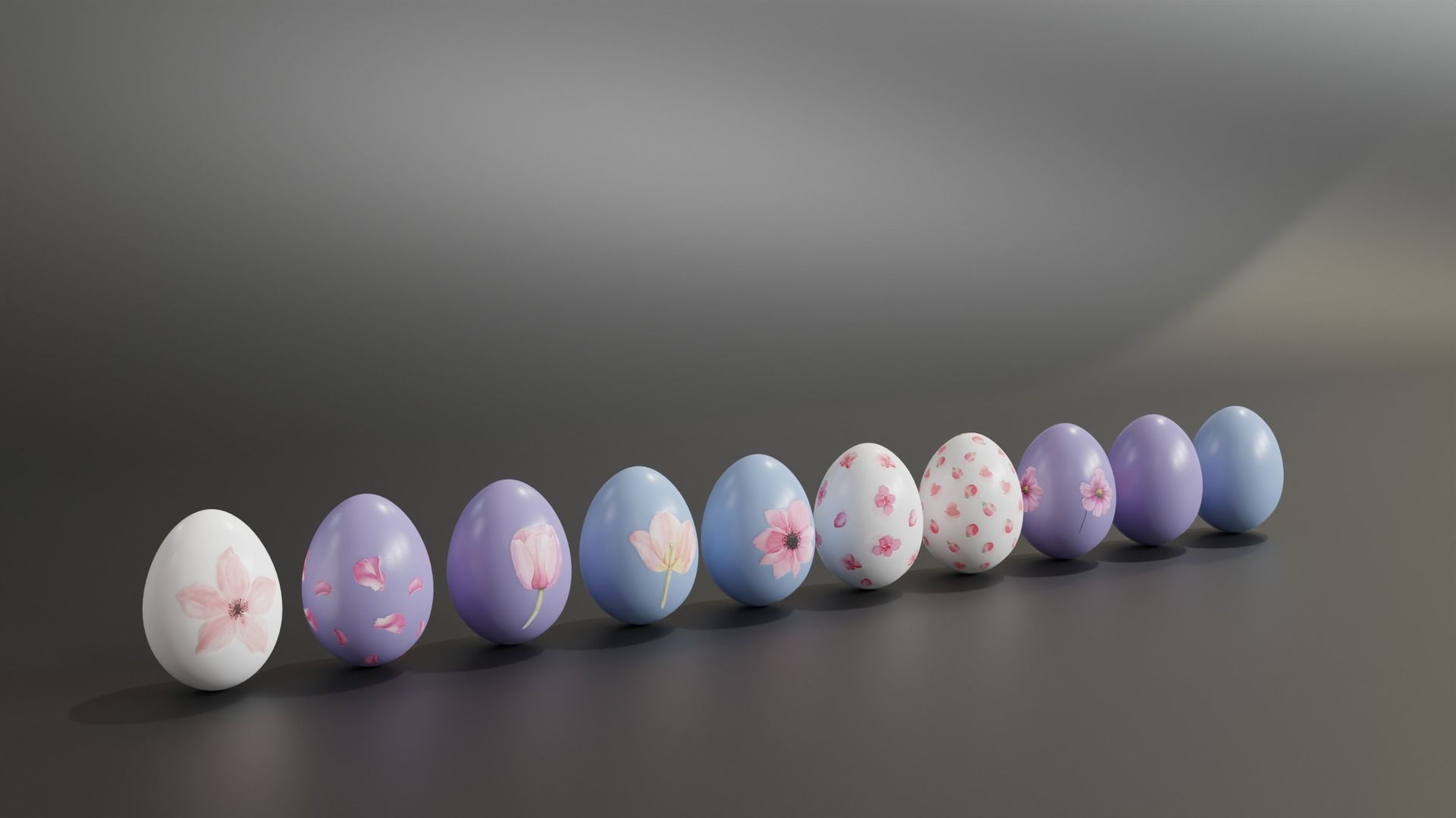 Easter Egg with Flower Print 3D model_1