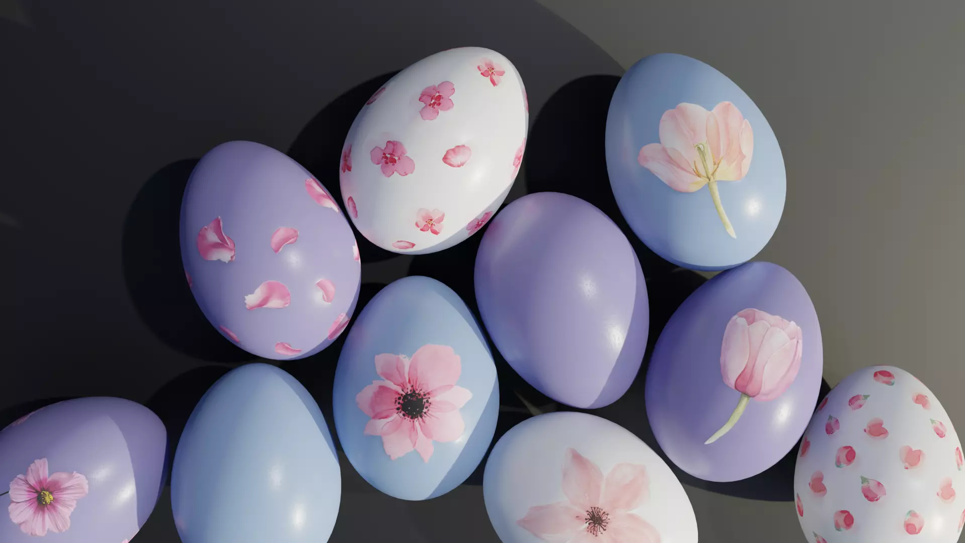 Easter Egg with Flower Print 3D model_0