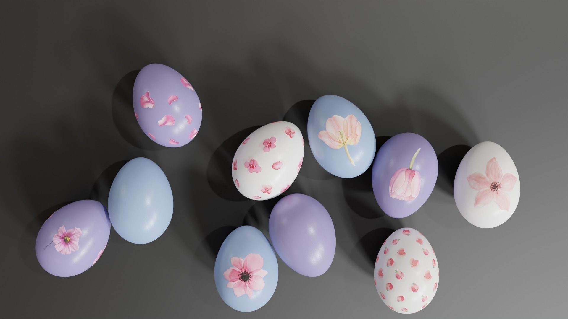 Easter Egg with Flower Print 3D model_4