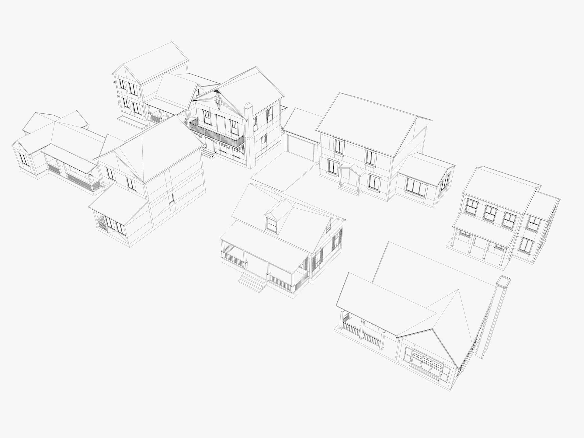 8 House Collection 3D model_3