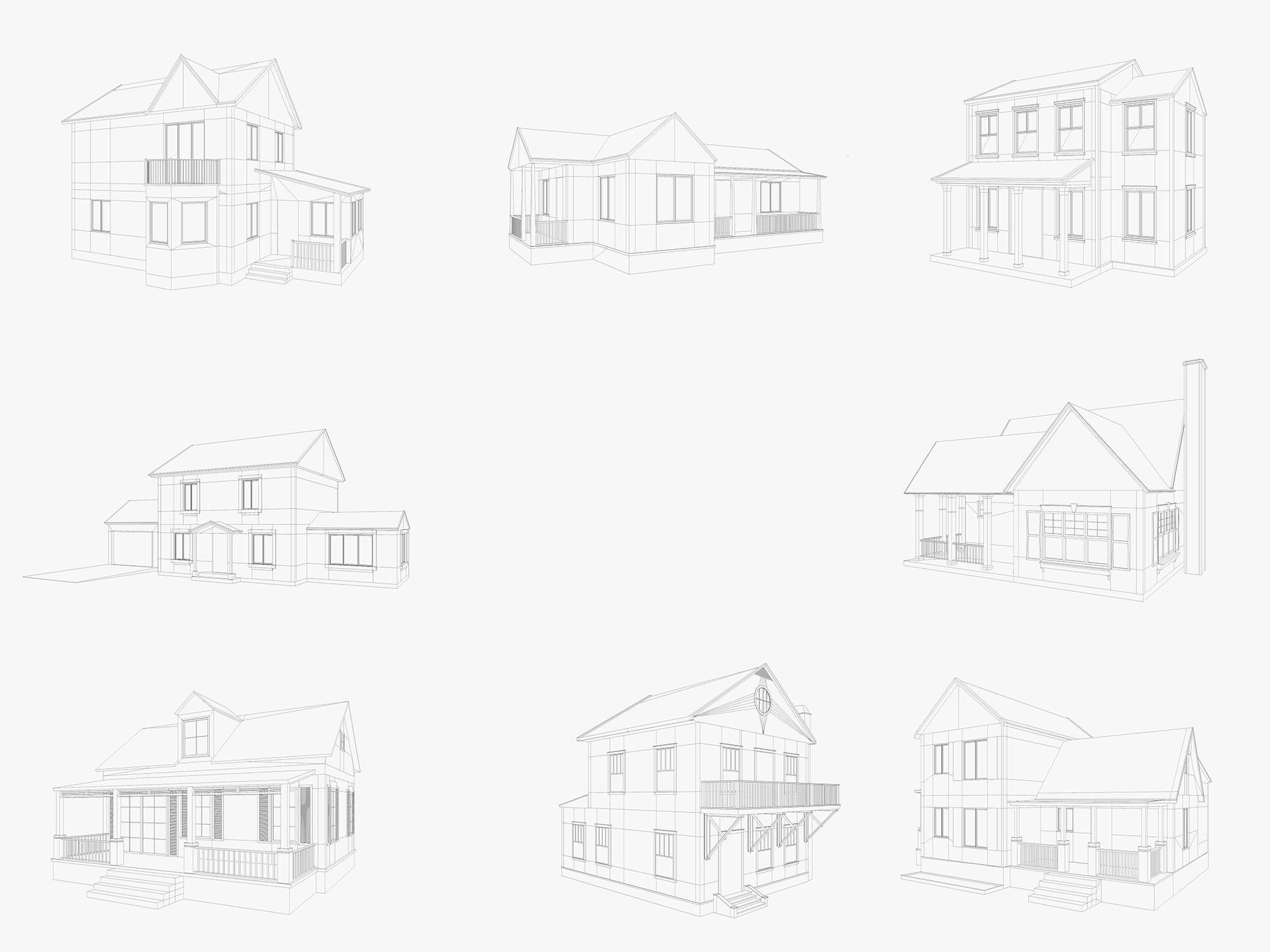 8 House Collection 3D model_1