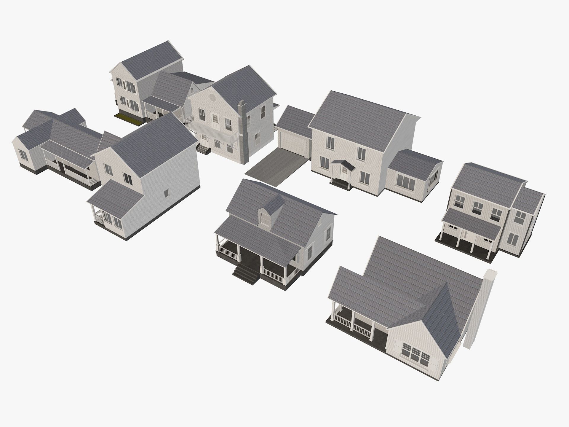 8 House Collection 3D model_2