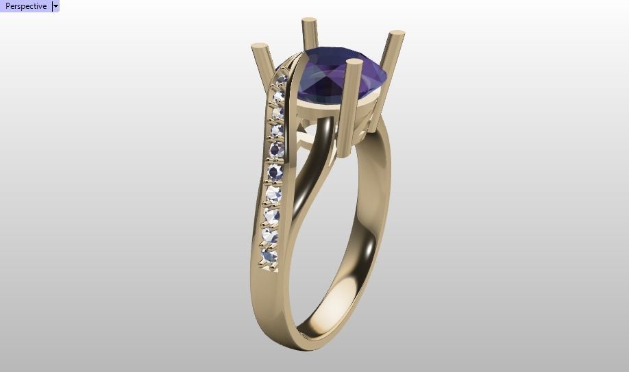 solitaire ring  3D print model_7