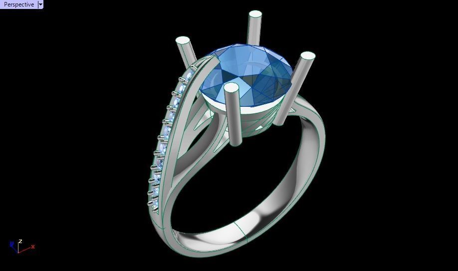 solitaire ring  3D print model_11