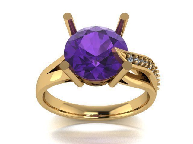 solitaire ring  3D print model_2